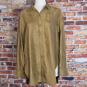 Banana Republic Tan Suede Feel Blouse Size L